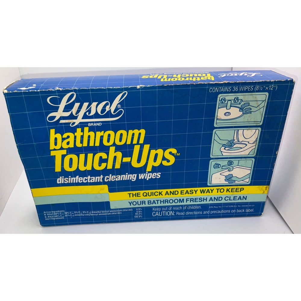 VINTAGE Lysol Brand Bathroom Touch Ups Disinfectant Cleaning Wipes 36 Count